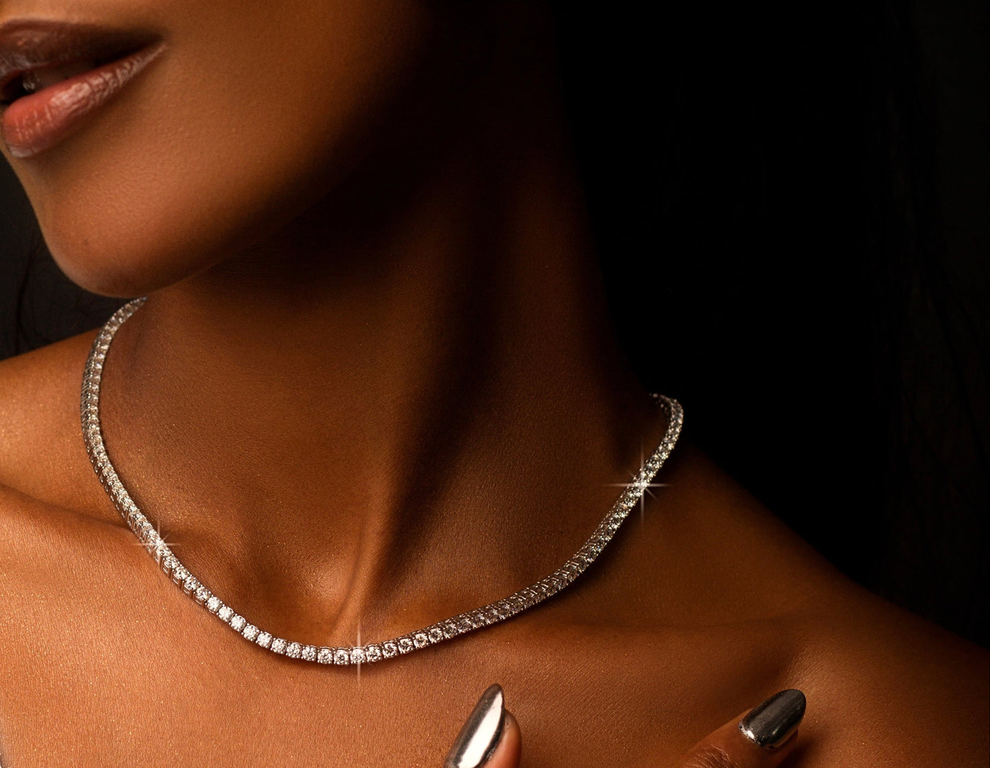 The Aura Tennis Necklace White Gold