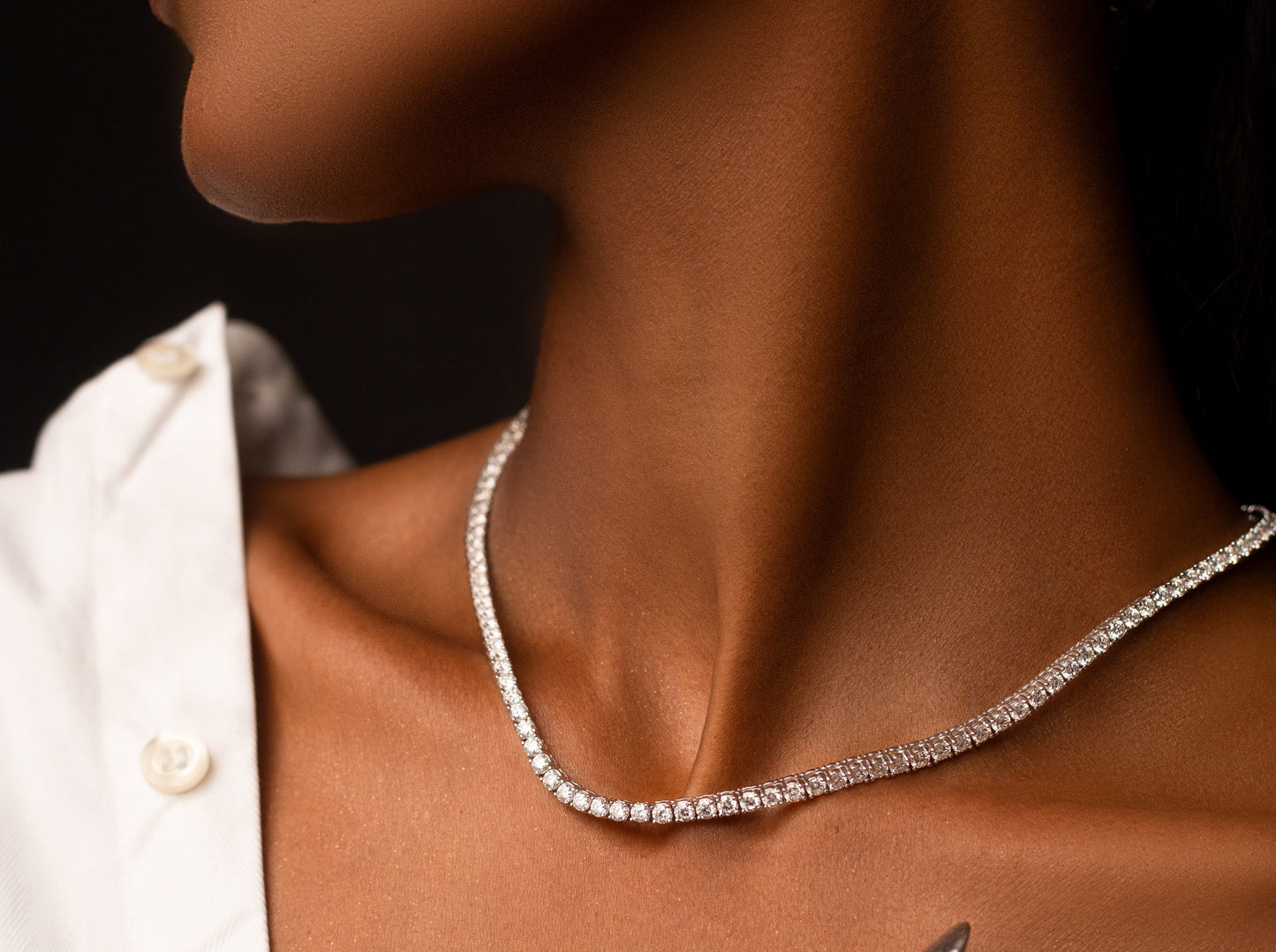 The Aura Tennis Necklace White Gold
