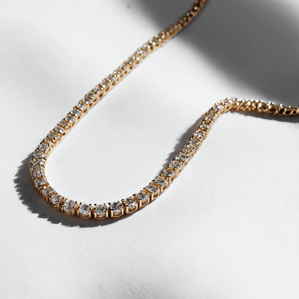 Aura Tennis Necklace in yellow gold
