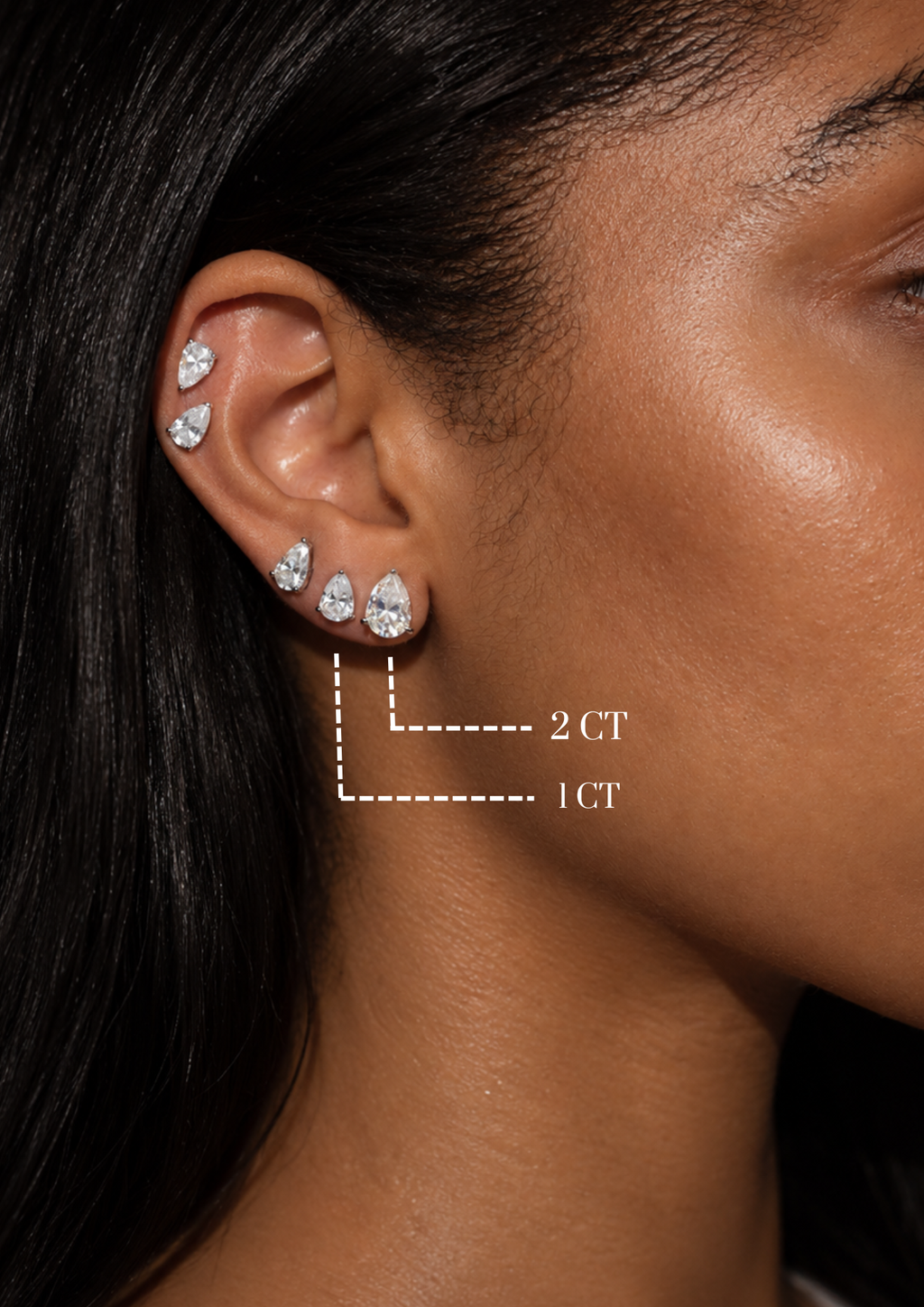 Muse (Pear) Studs White Gold