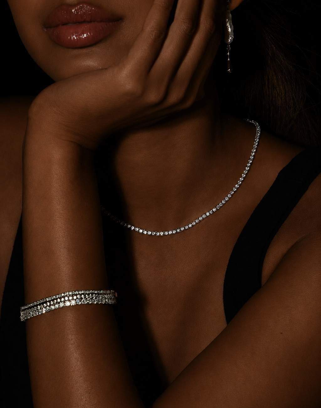 Aura Tennis Necklace White Gold