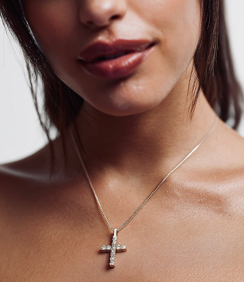 Divine Cross Necklace White Gold