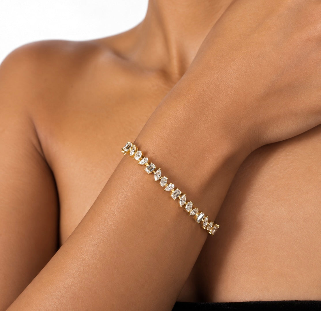 Mosaic Tennis Bracelet Yellow Gold Pre-Order