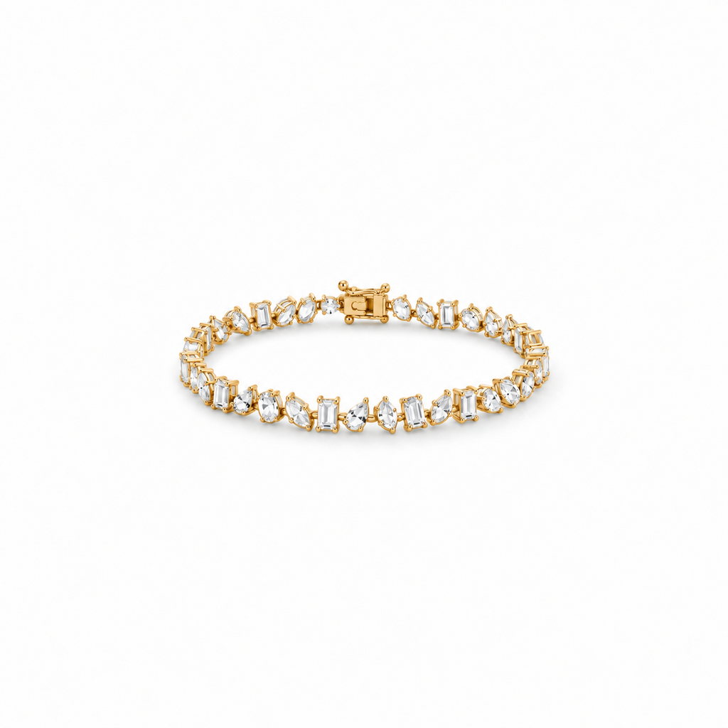 Mosaic Tennis Bracelet Yellow Gold