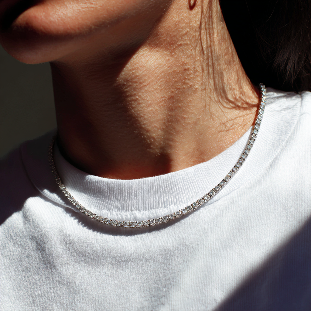 Aura Tennis Necklace White Gold