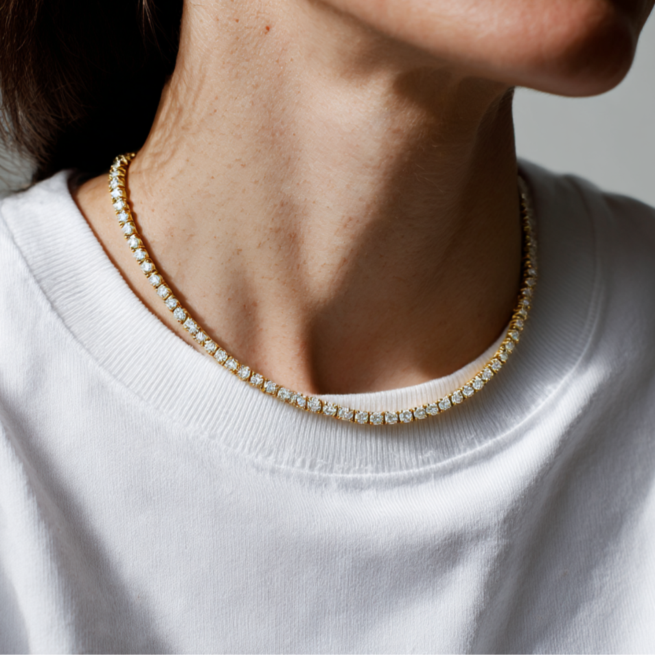 Aura Tennis Necklace Yellow Gold