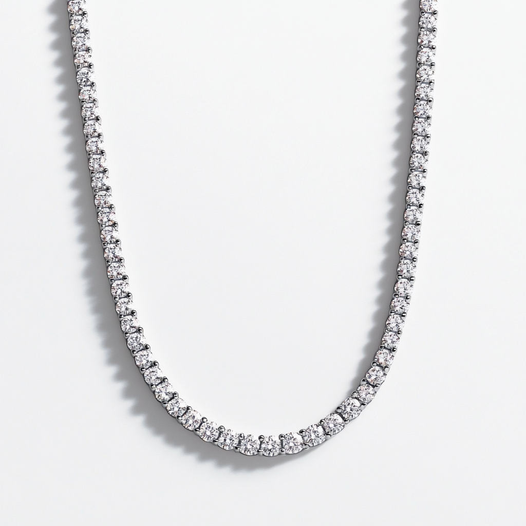 The Aura Tennis Necklace White Gold